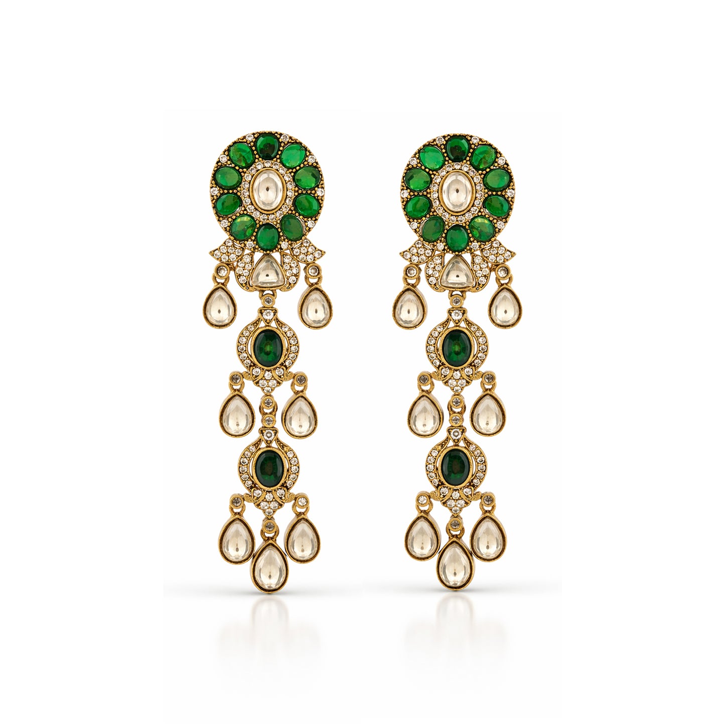 Meher Emerald Cascade Chandelier Earrings