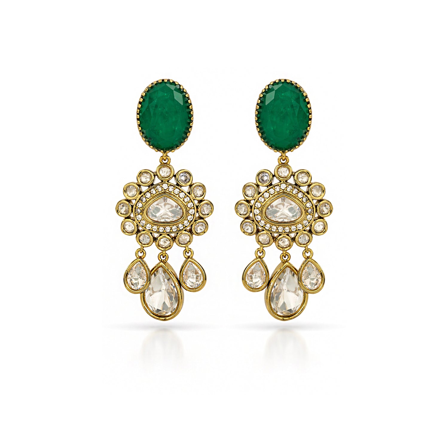 Ira Emerald Teardrop Halo Earrings