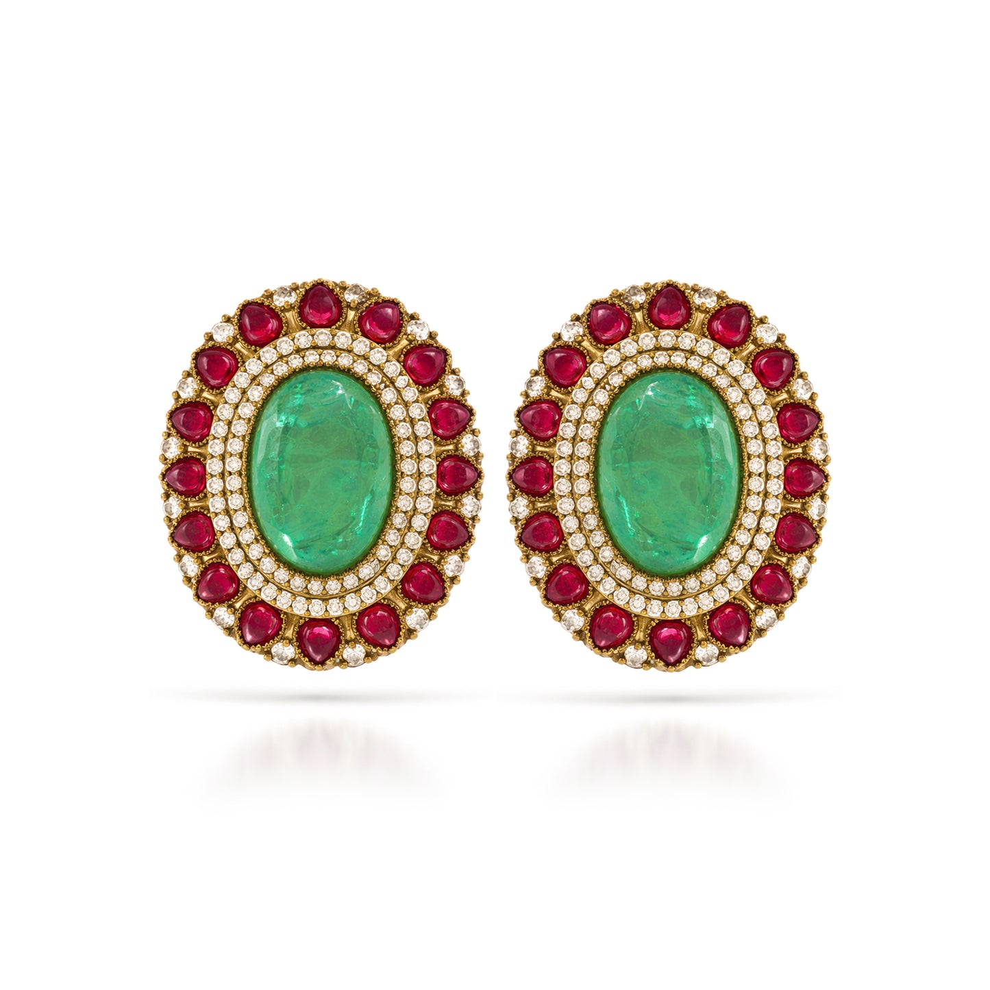 Veera Emerald Oval Studs