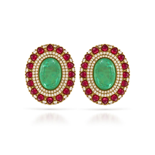 Veera Emerald Oval Studs