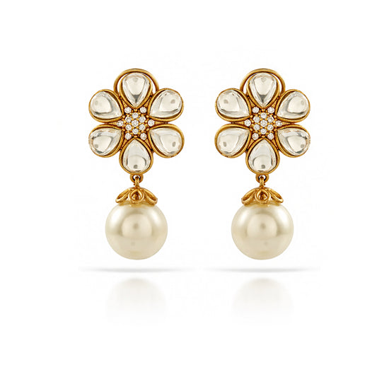 Gul Polki Flower Pearl Drops
