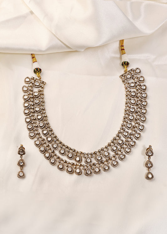 Layered Teardrop Polki Necklace Set