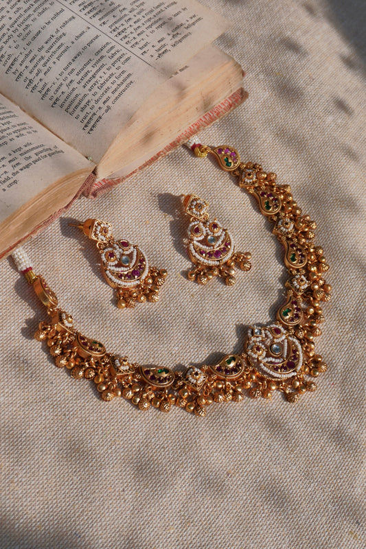 Chanda Temple Ghungroo Necklace Set