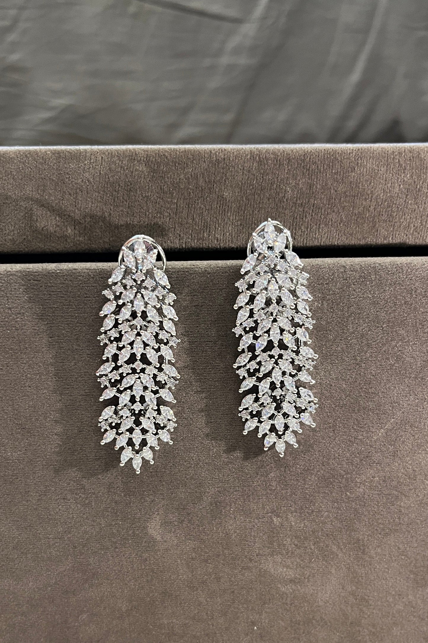Sleek Tassel White Zircon Earrings