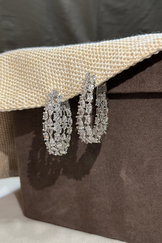 Petite Loop White Zircon Hoops