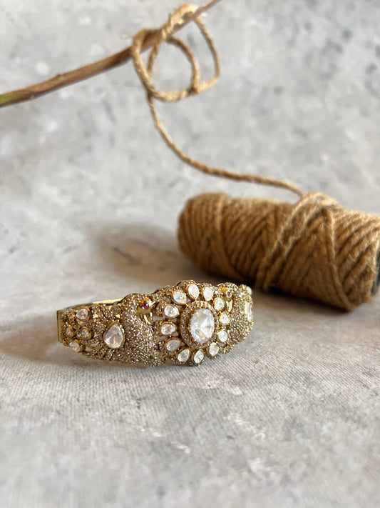 Peacock Moissanite Zircon Polki Bangle