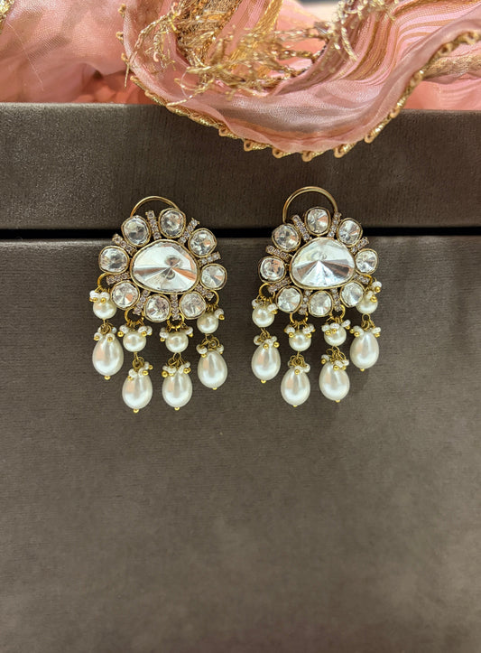 Classic Polki Pearl Chand Studs