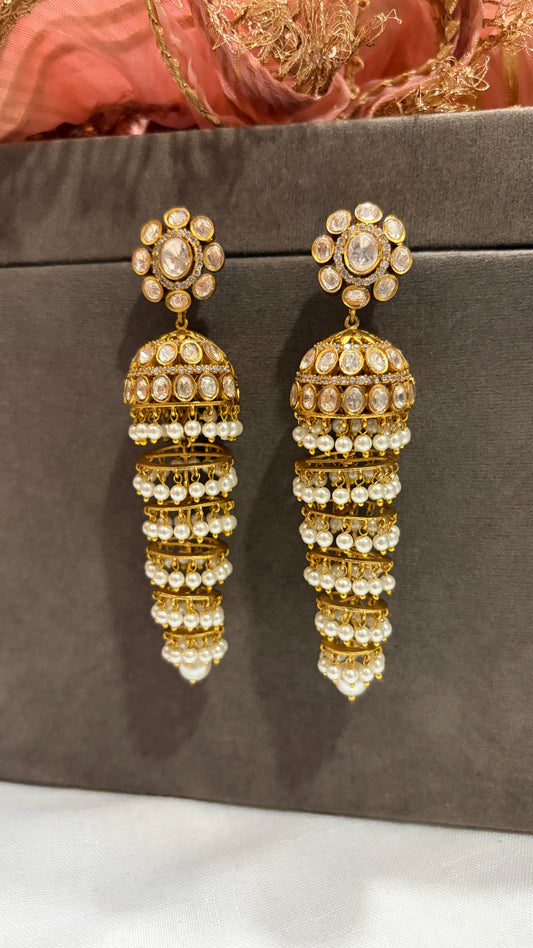 Heritage Polki Pearl Jhumka