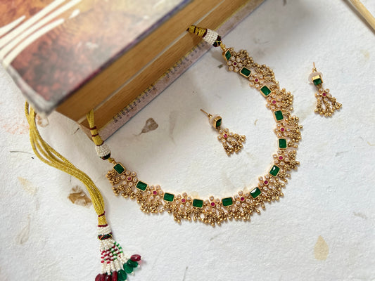 Temple Necklace with Ghungroo Details