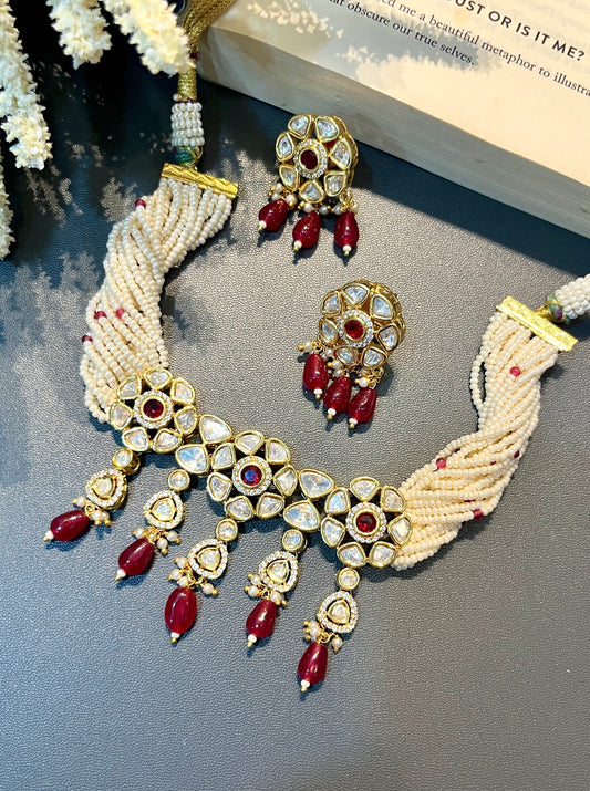 Kundan Pearl Choker Gold Finish
