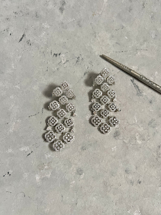 White Zircon Dangling Earrings