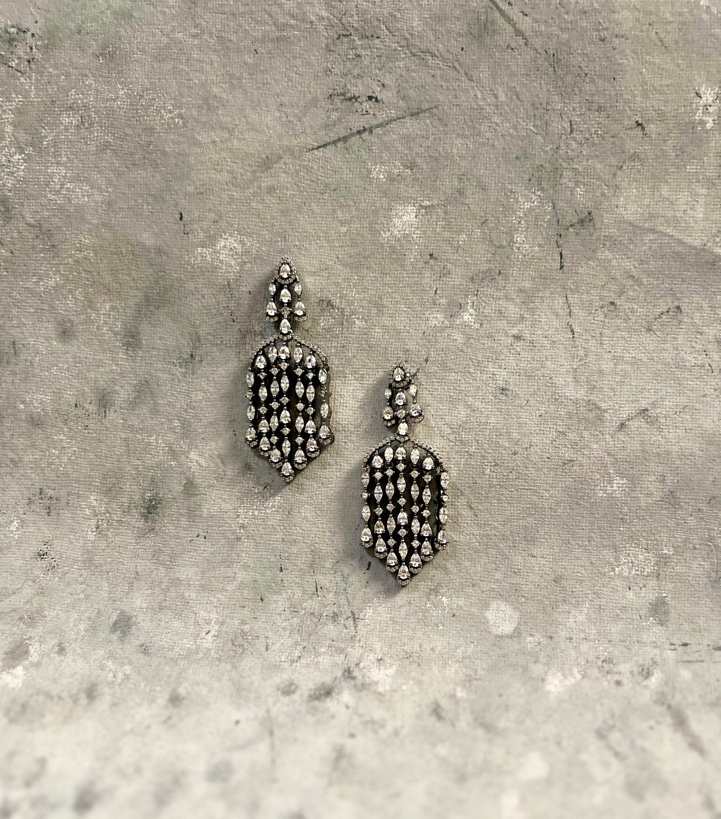 Vintage Zircon Waterfall Drop Earrings