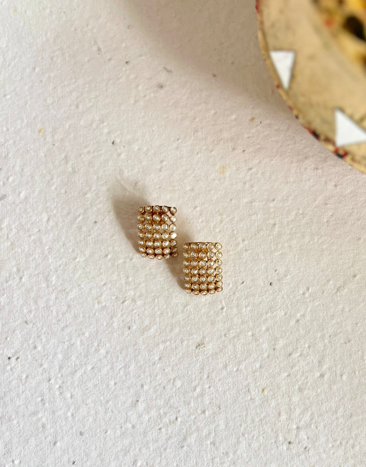Concave Glinting Polki Stud Earrings
