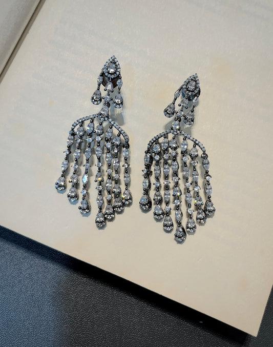 Vintage Zircon Waterfall Drop Earrings
