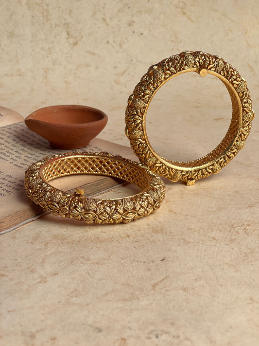 Gold Temple Bangles Set of Two