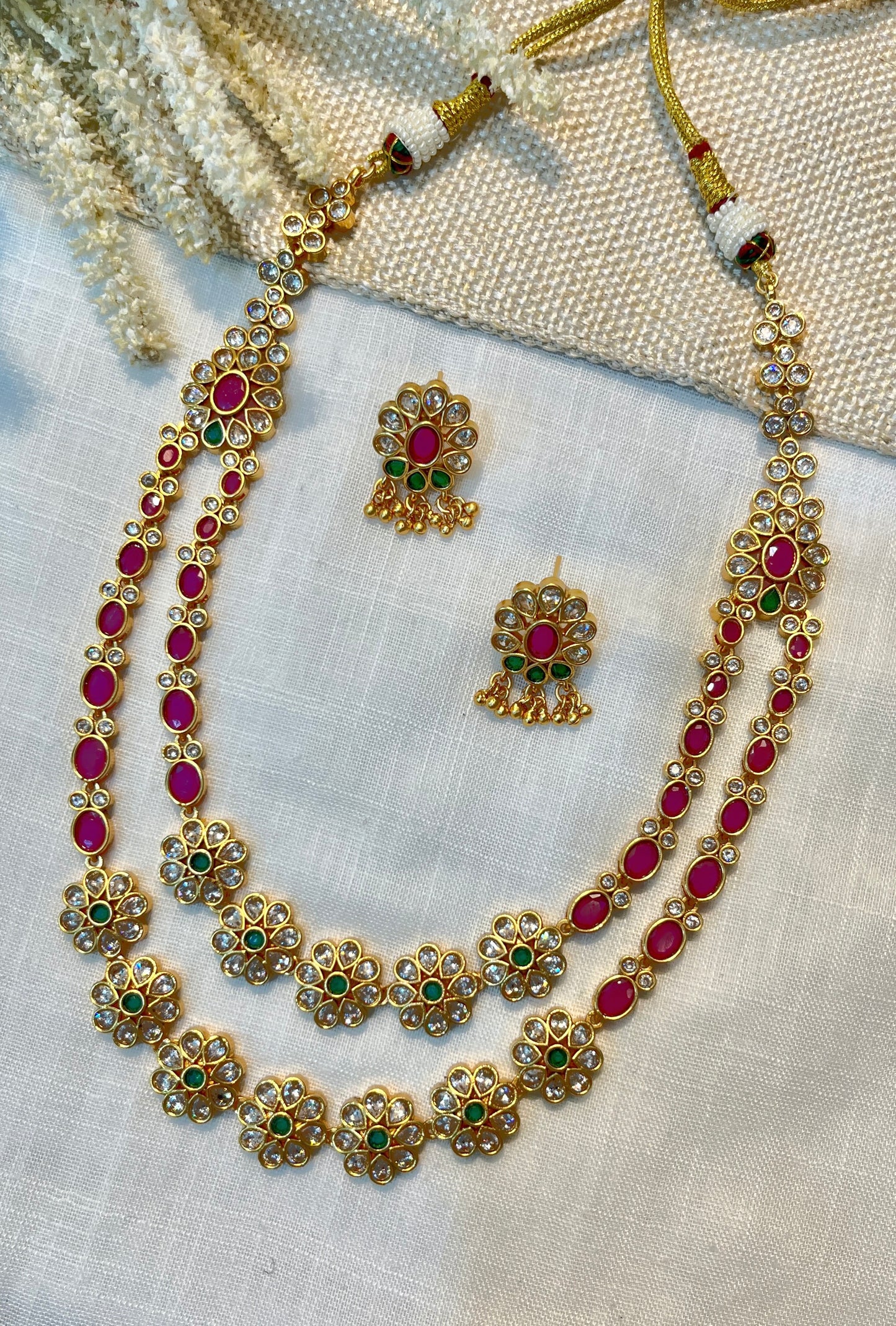 Layered Studded Gold Necklace Set