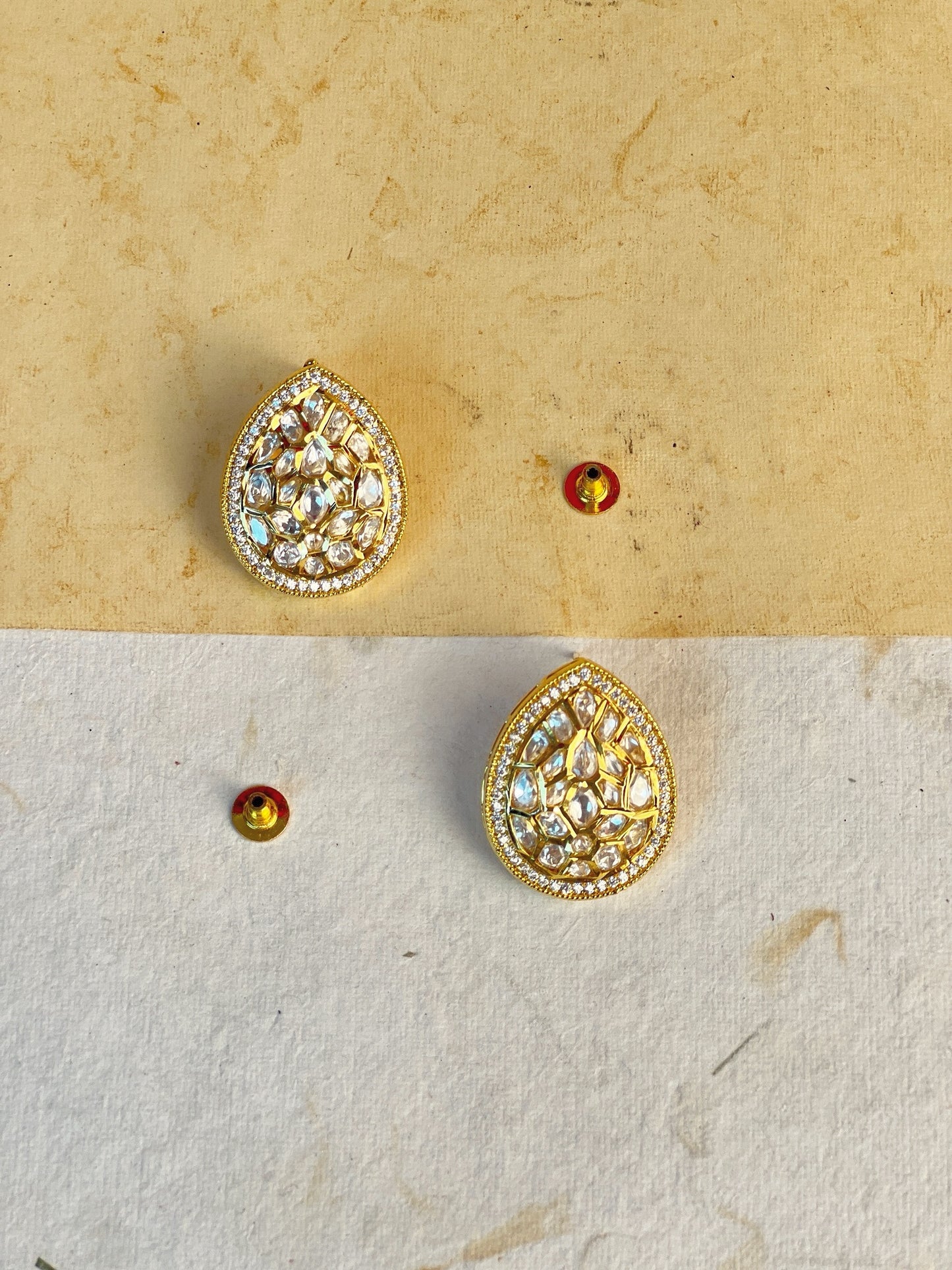 Teardrop Kundan Crystal Stud Earrings