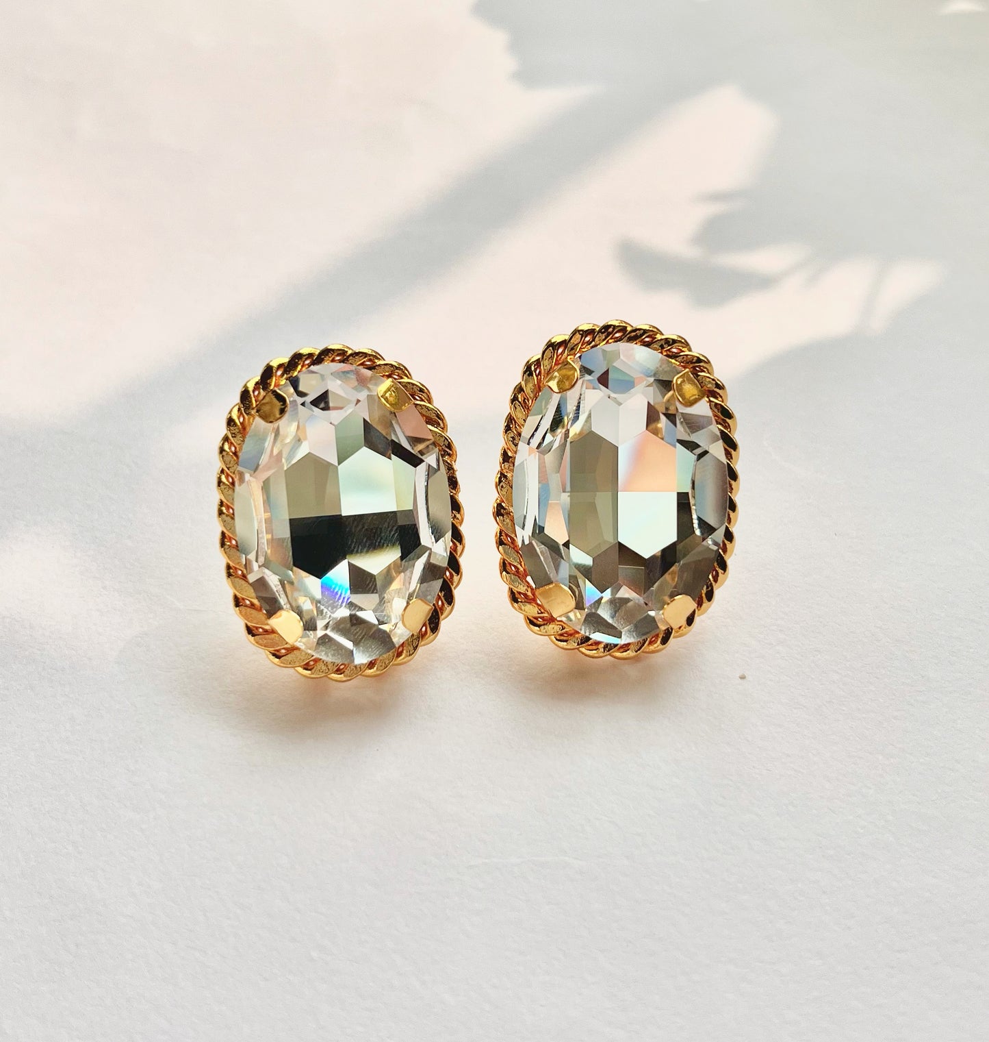 Oversized Gold Swarovski Statement Earrings