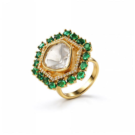 Zariya Emerald Halo Ring