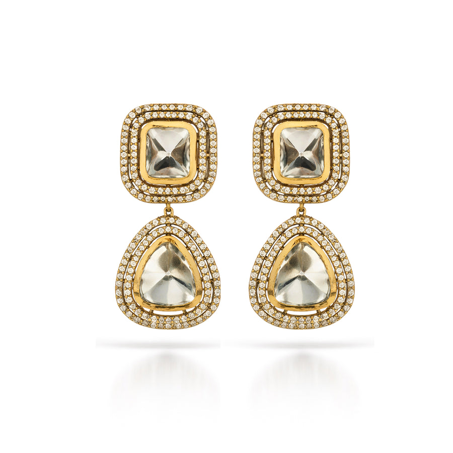 Zaina Double Halo Polki Drops
