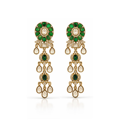 Meher Emerald Cascade Chandelier Earrings