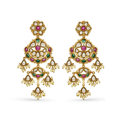 Riva Floral Polki Pearl Earrings