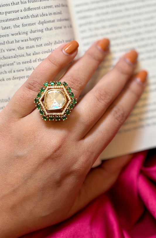 Zariya Emerald Halo Ring