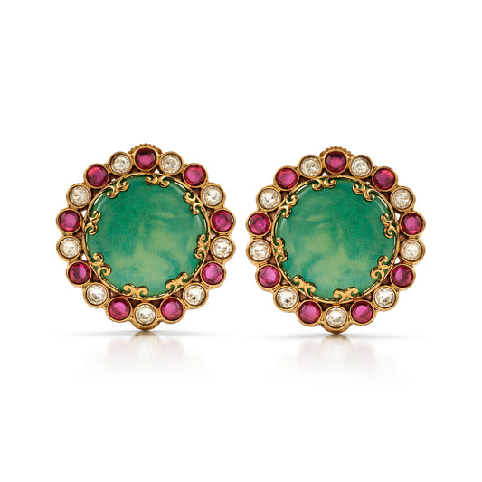 Tara Green Disc Studs