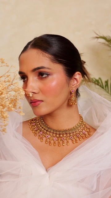 Gulnaar Stone Temple Choker Set