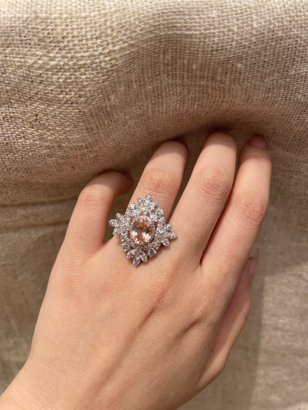 Mira Floral Champagne Zircon Ring