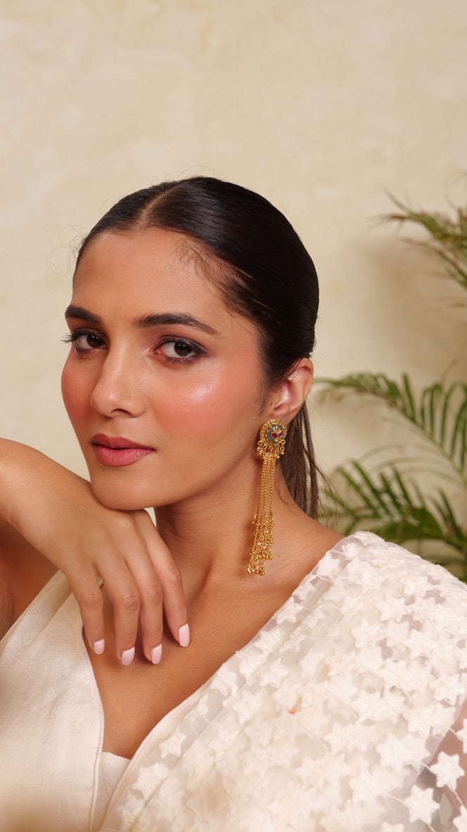 Neel Kamal Chain Tassel Earrings