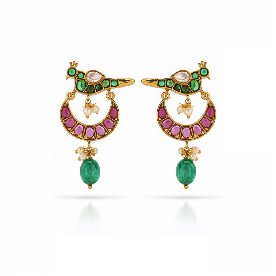 Mayur Bird Motif Earrings