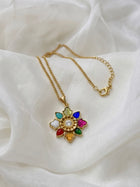 Rangrez Navratna Floral Pendant Necklace