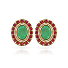 Veera Emerald Oval Studs