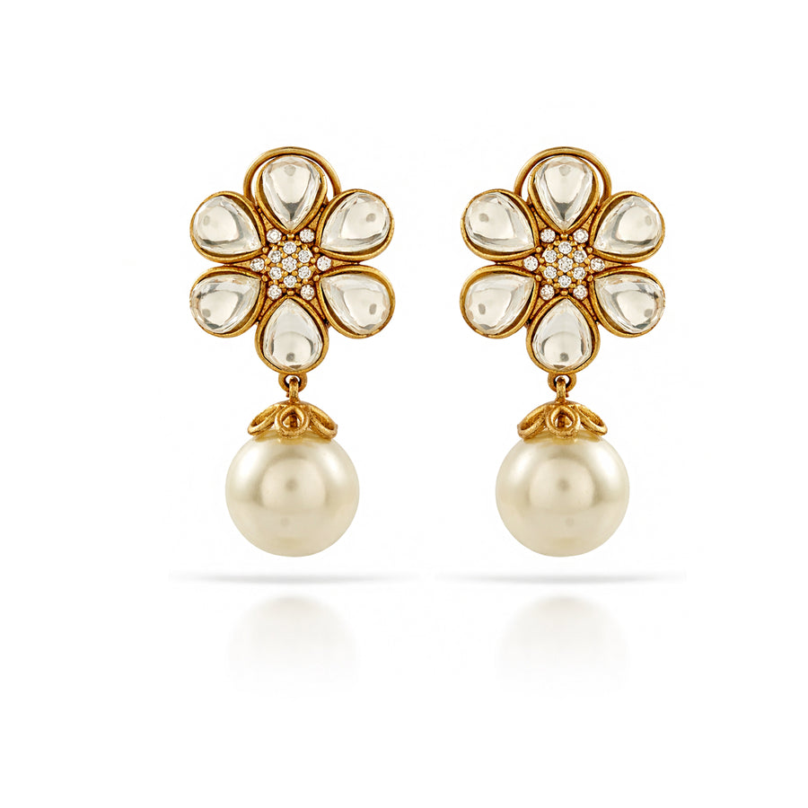 Gul Polki Flower Pearl Drops