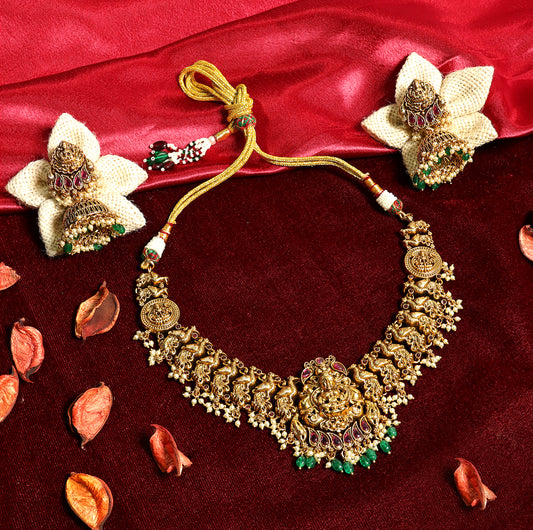 Antique Peacock Motif Necklace Set