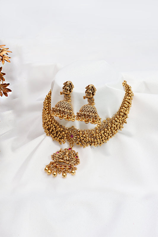Antique Finish Ghungroo Motif Necklace Set