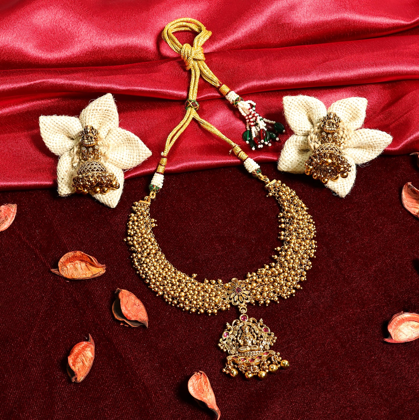 Antique Finish Ghungroo Motif Necklace Set