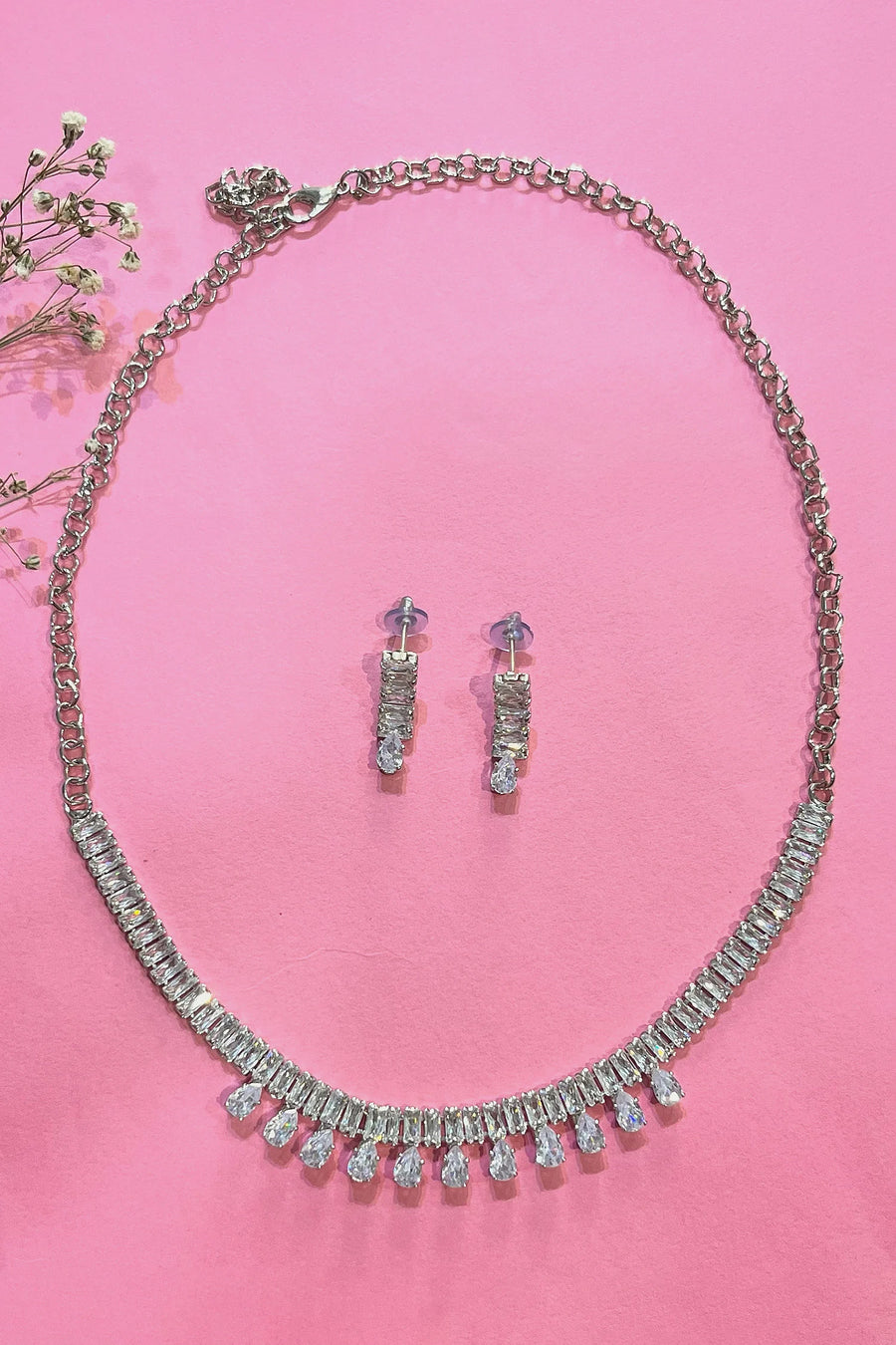 Zircon Layered Fringe Necklace
