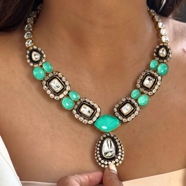 Mughal Panna Polki Necklace Set