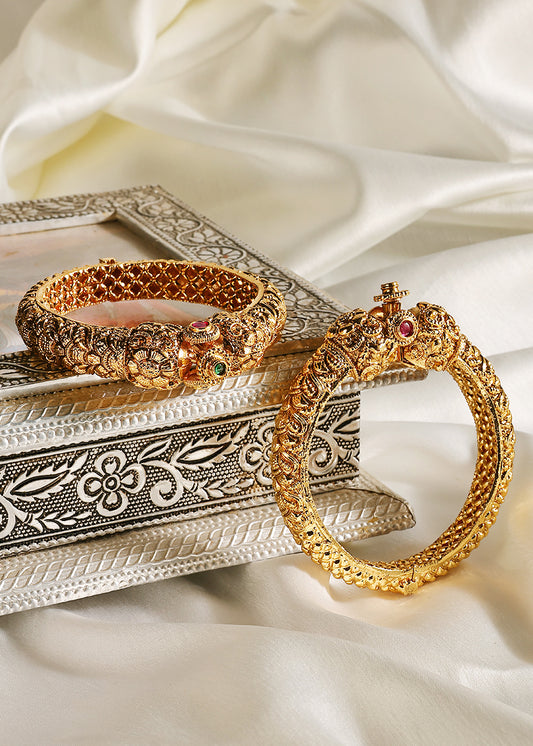 Antique Gold Temple Carved Kada