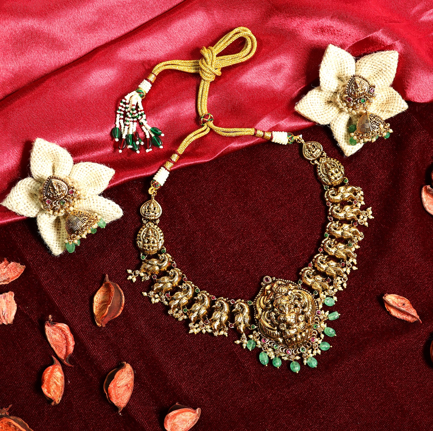 Gold Finish Lakshmi Temple Necklace Set