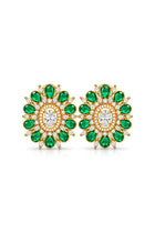Aster Green Floral Zircon Earrings
