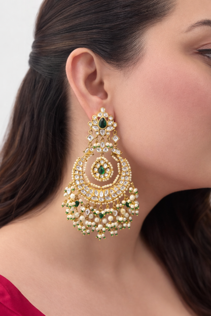 Tara Emerald Chandbaali Earrings