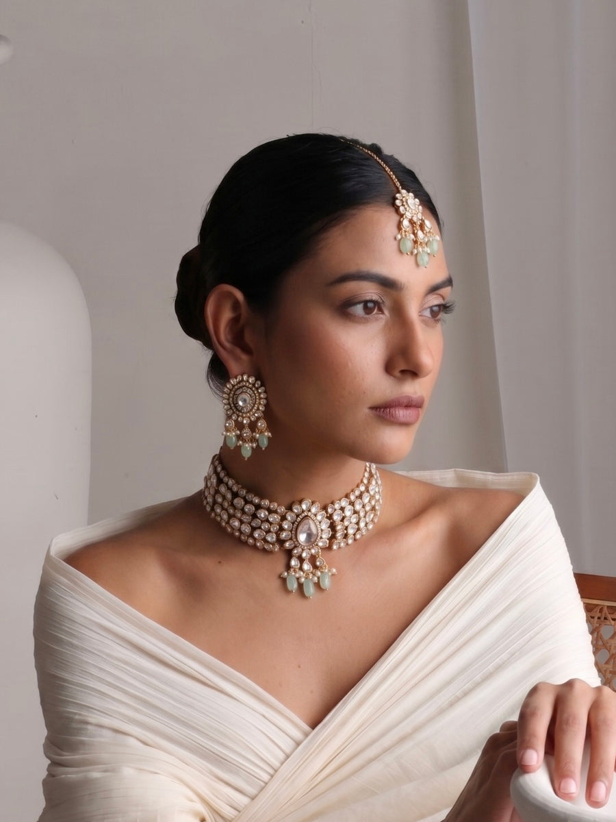 Ameera Emerald Kundan Choker Set
