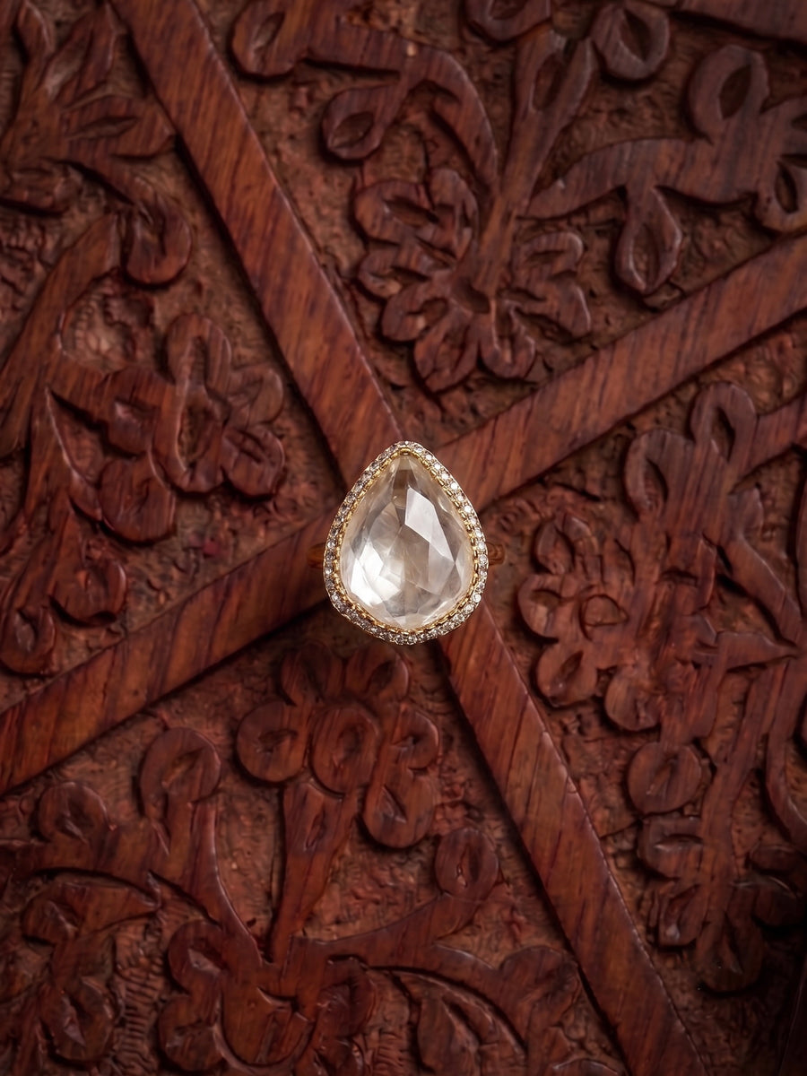 Nira Pear Moissanite Polki Ring