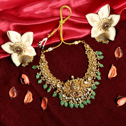 Gold Finish Peacock Temple Necklace Set