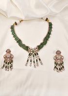 Emerald Zircon Cluster Necklace Set