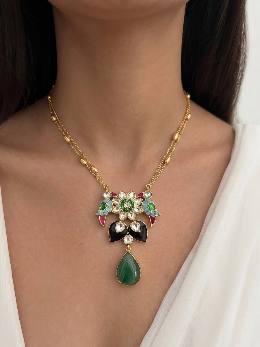 Shuka Meenakari Pendant Set