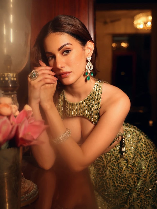 Crystal Embellished Drop Earrings